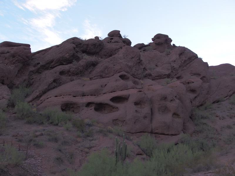 Globby rock formations above the trail