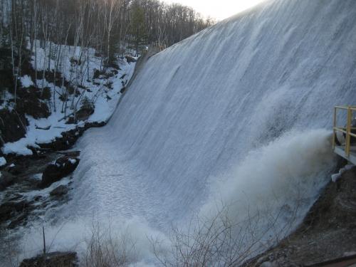 Overflowing waters at McClure Dam