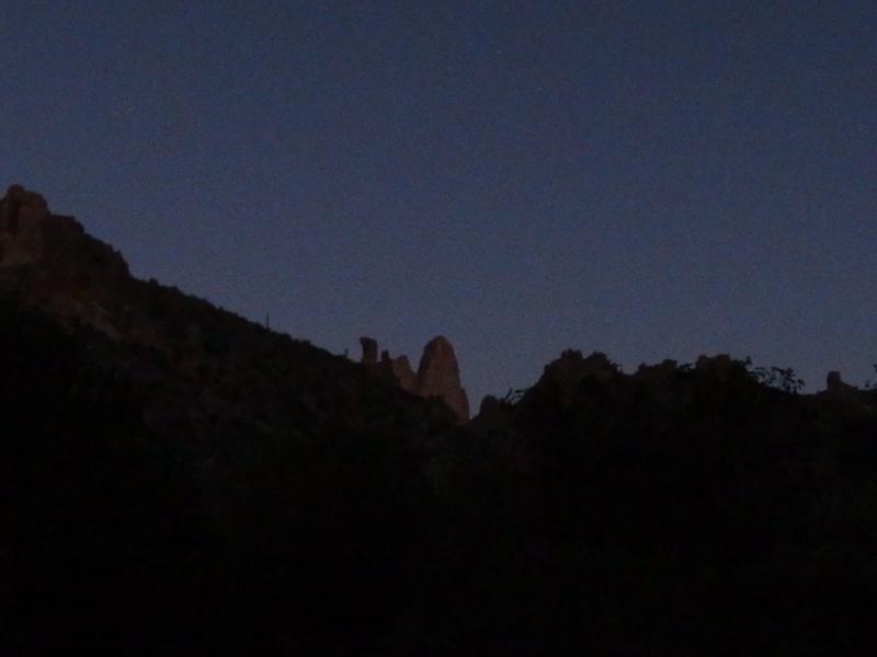 First dim view of Weaver's Needle
