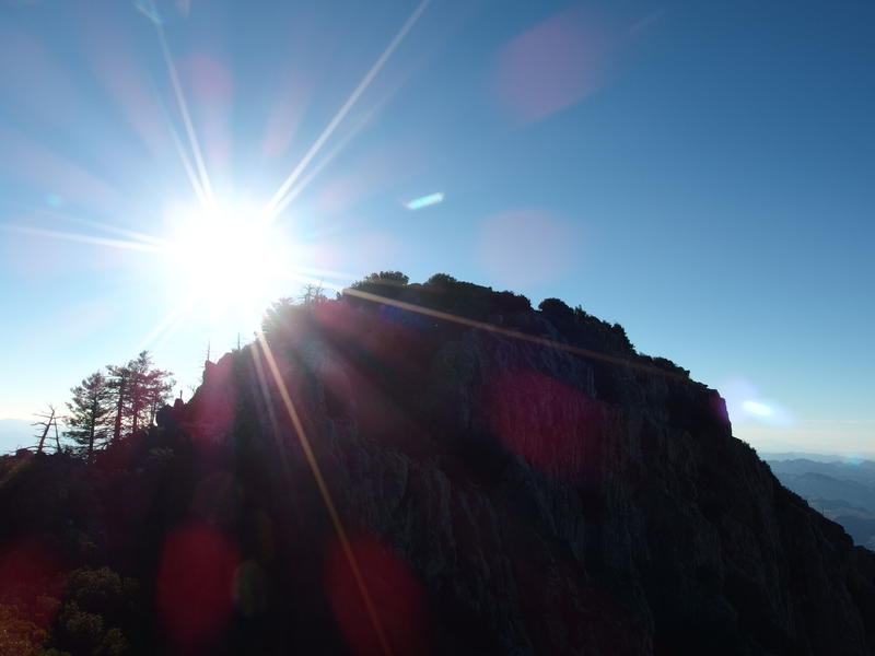 Bright sun on Amethyst Peak