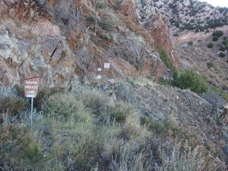Private land and gate at the mine