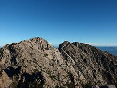 The three rugged peaks to the north