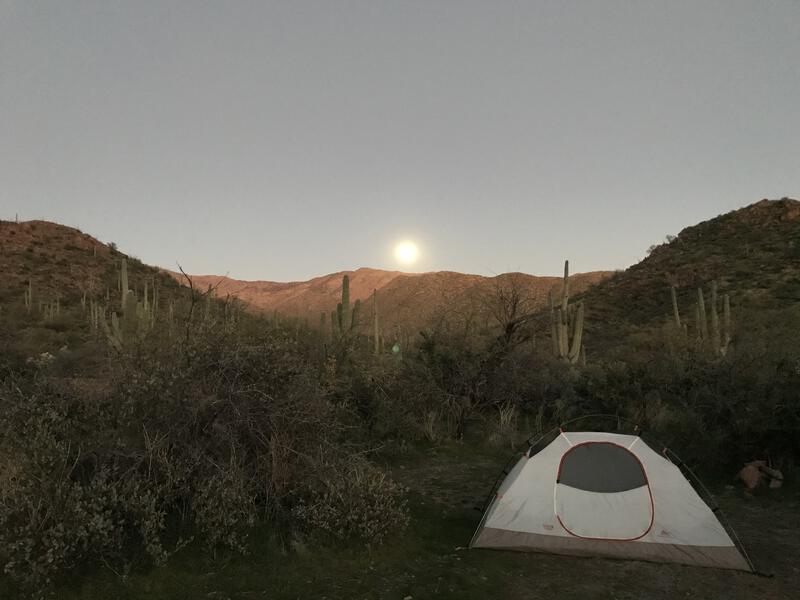 Moon rise over our campsite