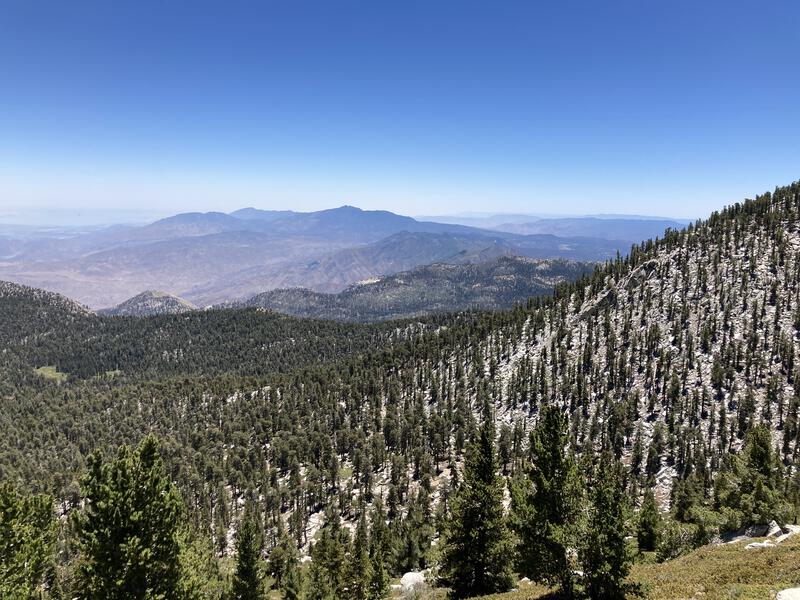 Looking south at the distant peaks