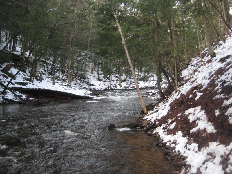 Steep banks on a swollen river