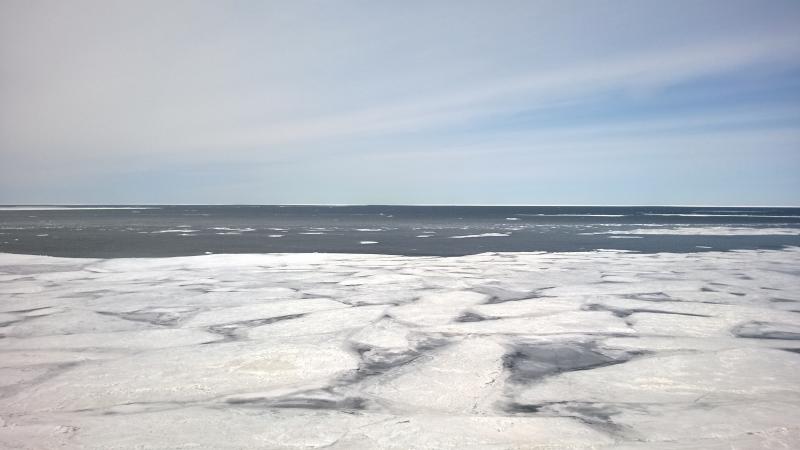 Pancake ice over Lake Superior