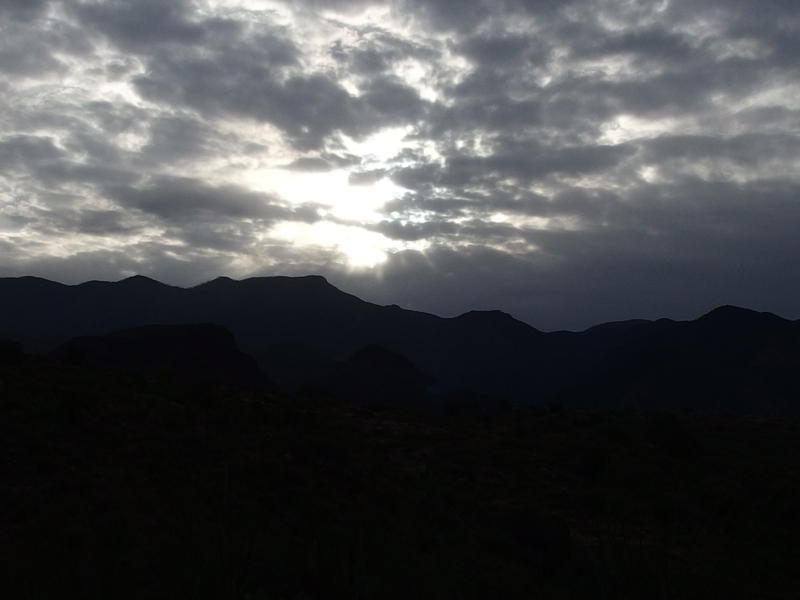 The morning sun trying to break through the clouds