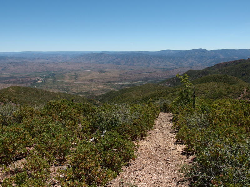 A long view down to the parking area