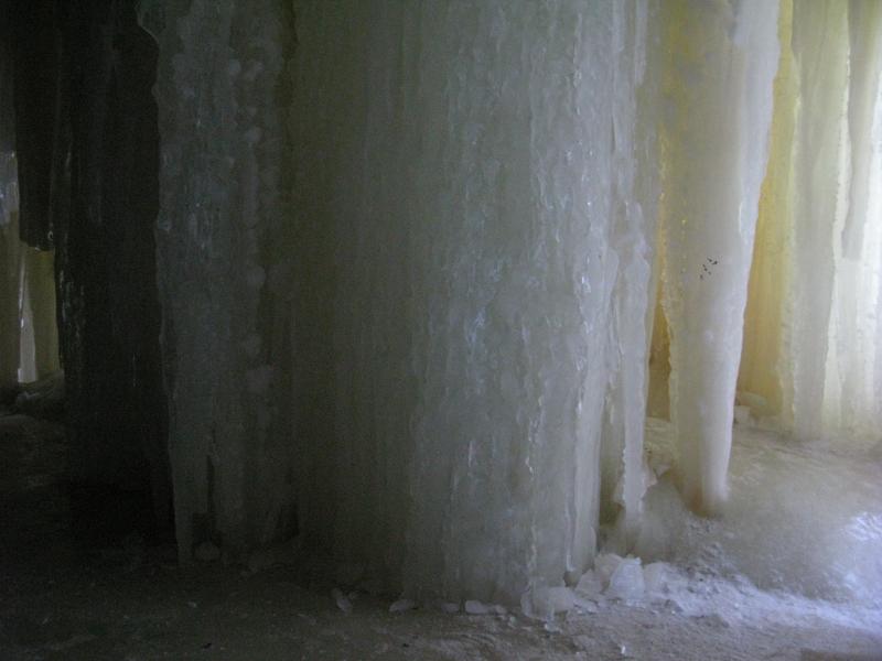 Solid column of ice plunged into the floor