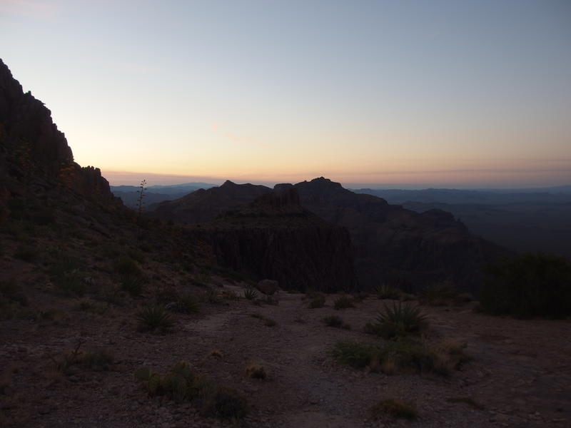 Slowly brightening sky over the ridgeline