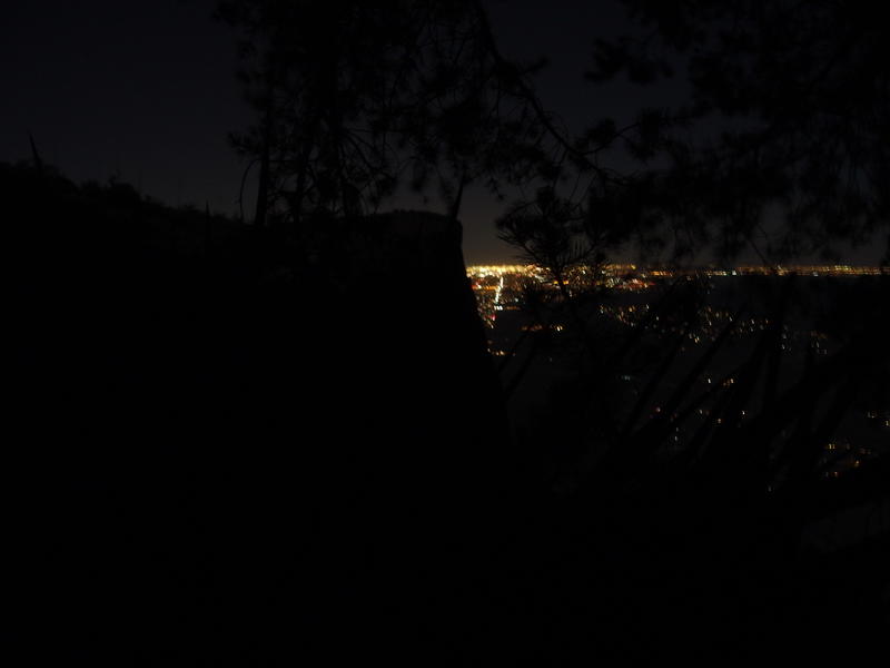 A nighttime view from camp