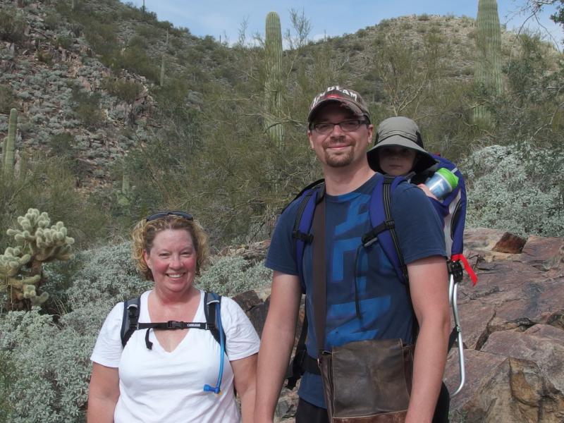 A group of happy, sweaty hikers