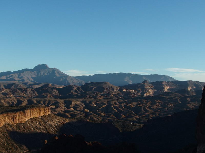 Bright morning sun on Four Peaks