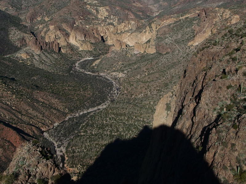 Looking down into La Barge Canyon and a distant trail