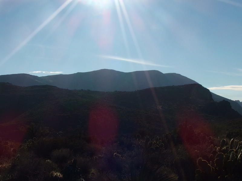 Dark silhouette of Malapais Mountain