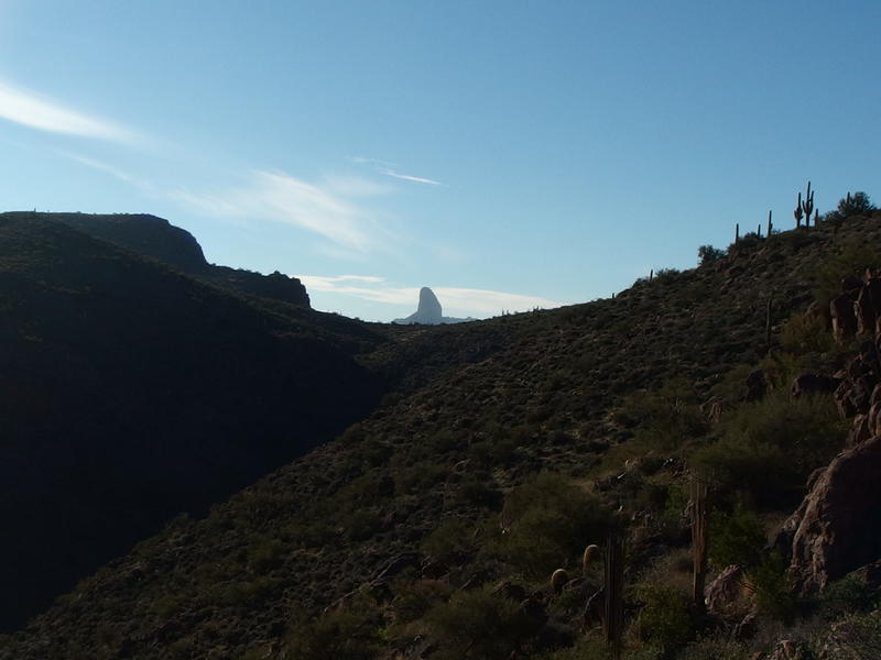 Weaver's Needle beyond the saddle on Geronimo