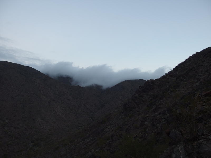 Clouds shrouding the ridgeline