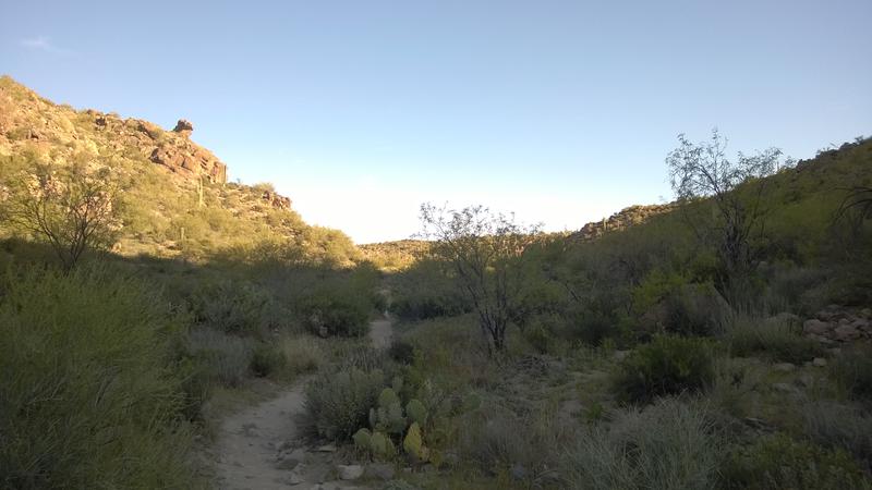 Brief break from the hot sun along the climb to Garden Valley