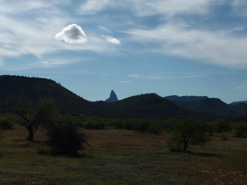 Shadow of Weaver's Needle in the south