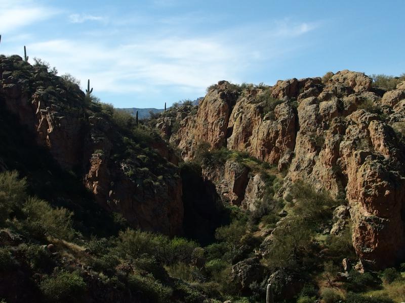 Steep rocks on the way down