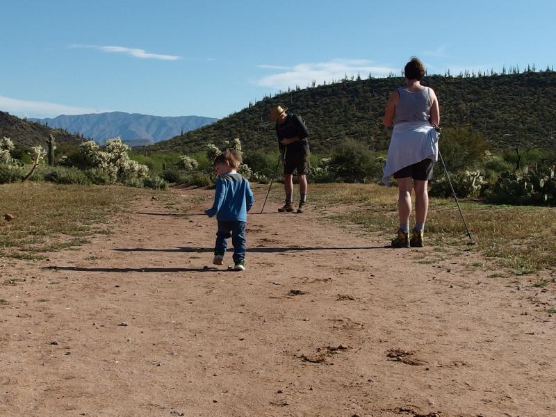 A trio of hikers on Garden Valley