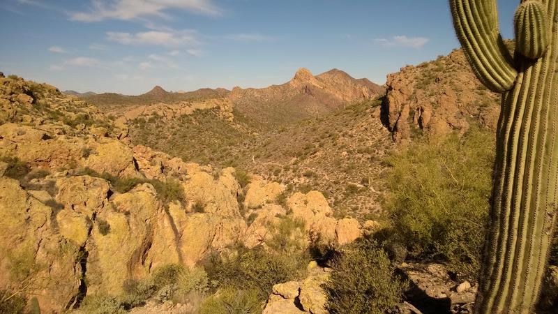 Looking down the long, winding trail below