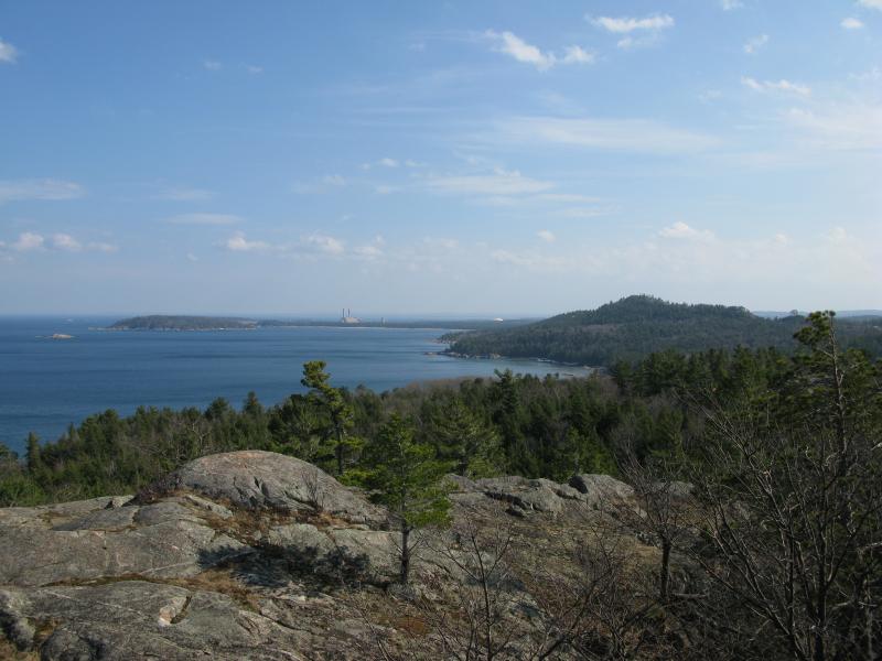 Sugarloaf Mountain and Presque Isle to the south