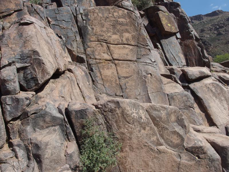 Ancient petroglyphs on the rocks