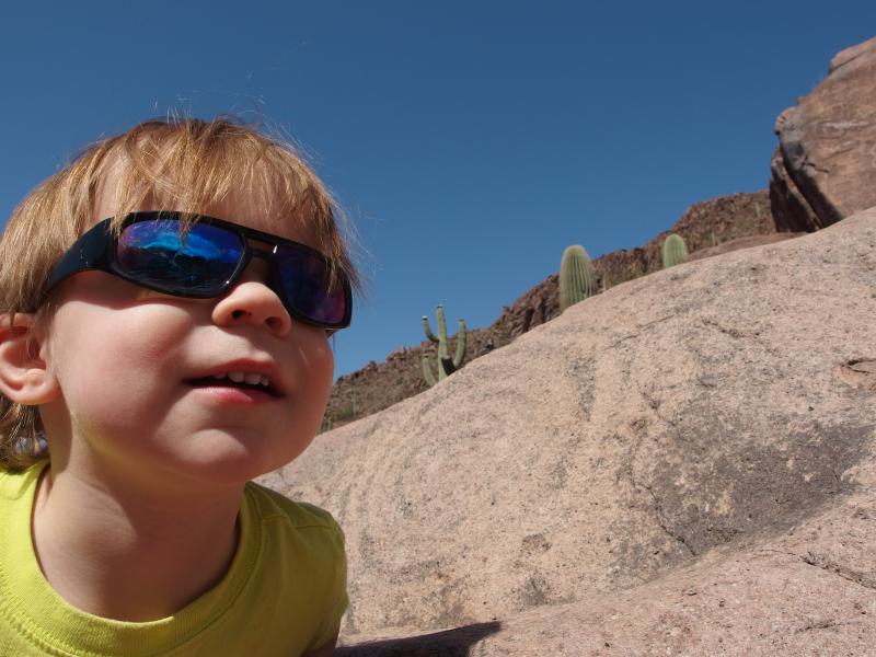 Noah checking out the cool rocks