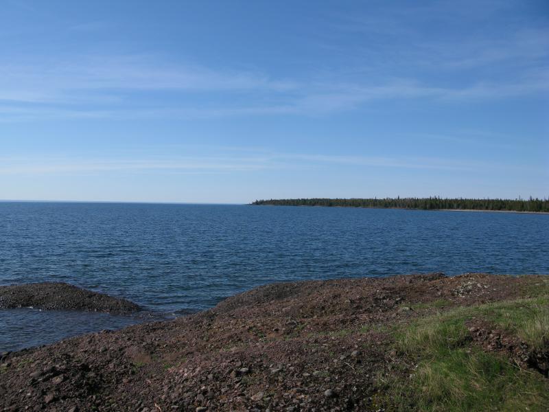 Distant point south, beyond High Rock Bay