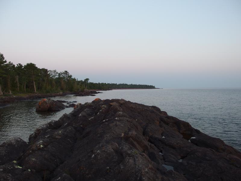 West along the Lake Superior shoreline