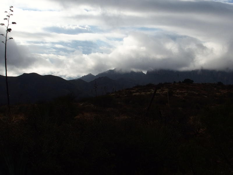 Semi-hidden mountains to the west