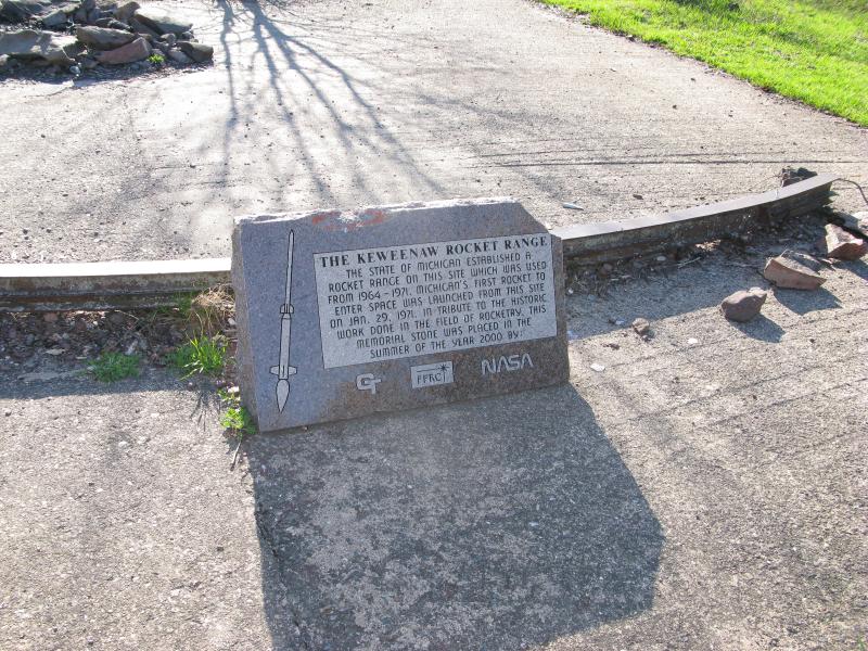 Small monument on the old cement foundation