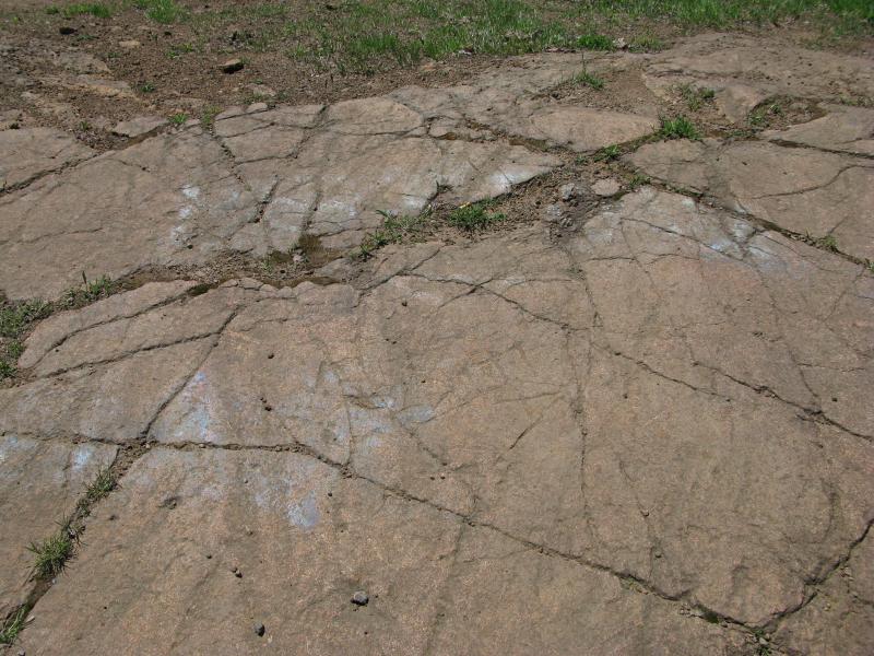 Faded paint marking the way to Keystone