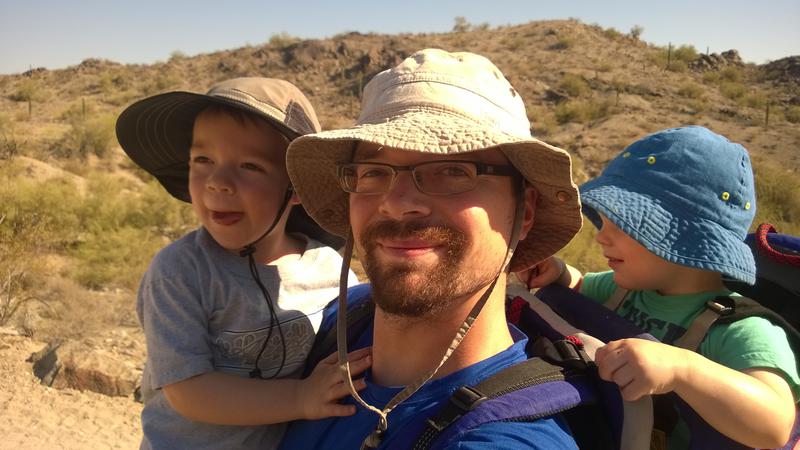 The three Emerick boys out on a hike