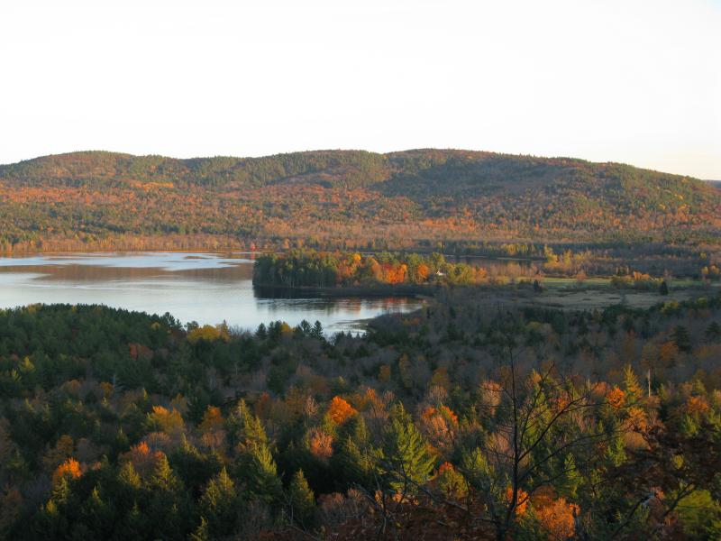 Ives Lake and Ives Hill with fall colors