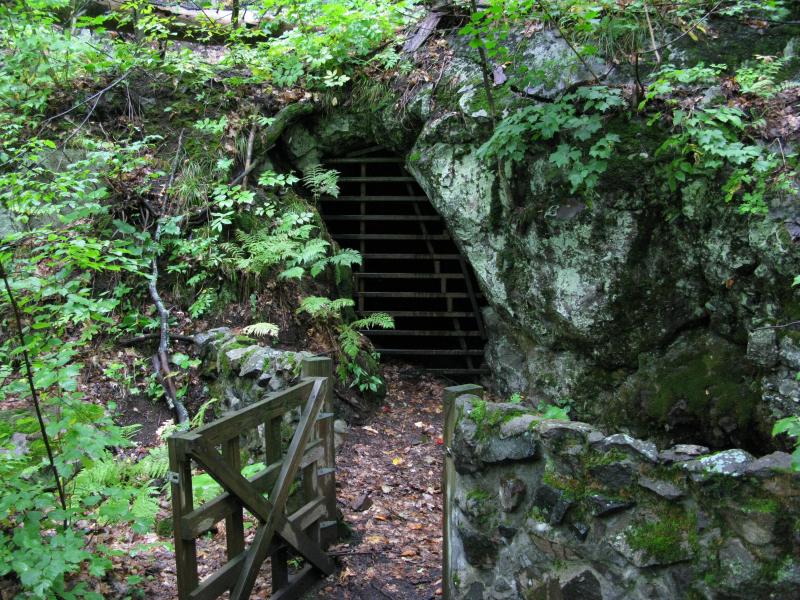 Gated mine shaft on Norwich Bluff
