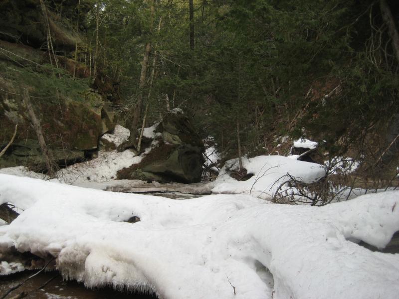 Snowy sandstone Onion Creek gorge