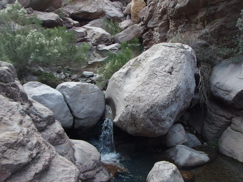 Little waterfall over boulders