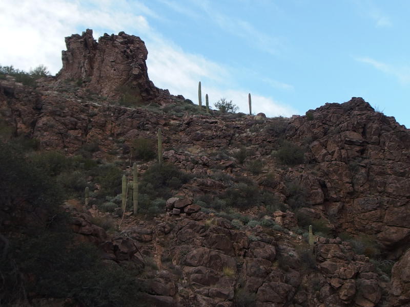 Steep rock walls around the creek