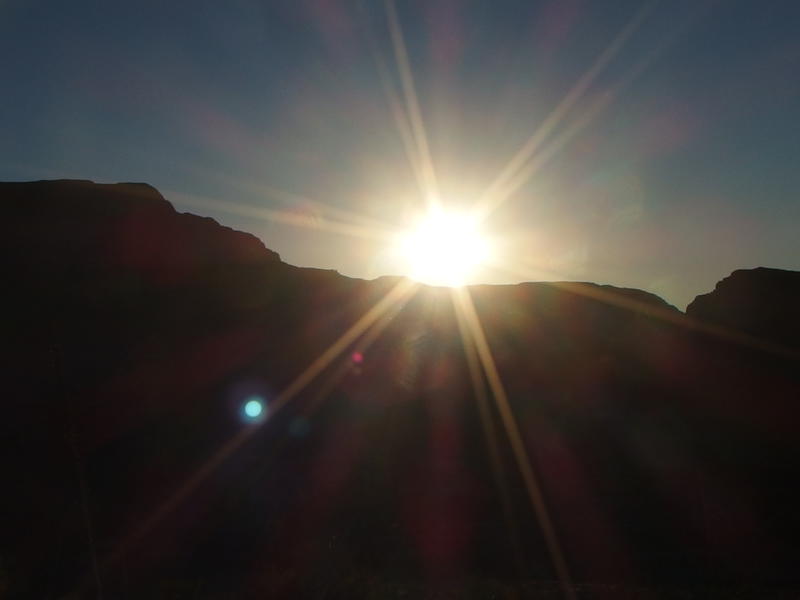 Bright afternoon sun over Tortilla Ridge