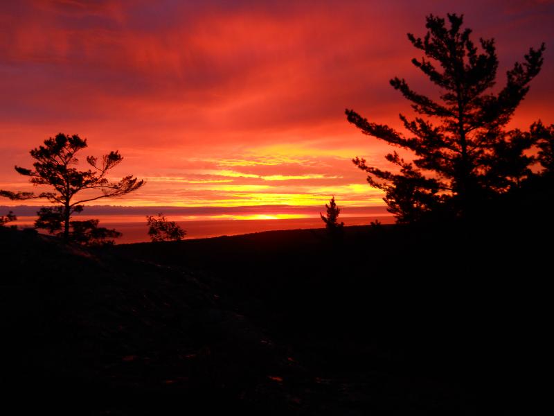 Fiery sunrise over Lake Superior