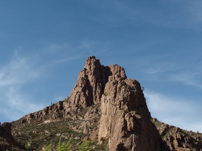 Miner's Needle towering above the trail