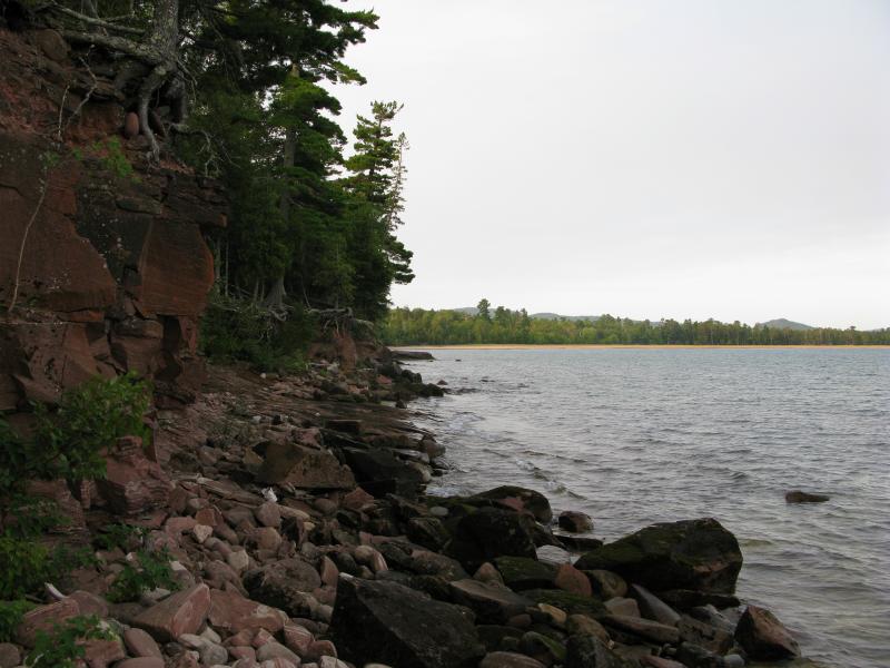 South along the rocky shoreline