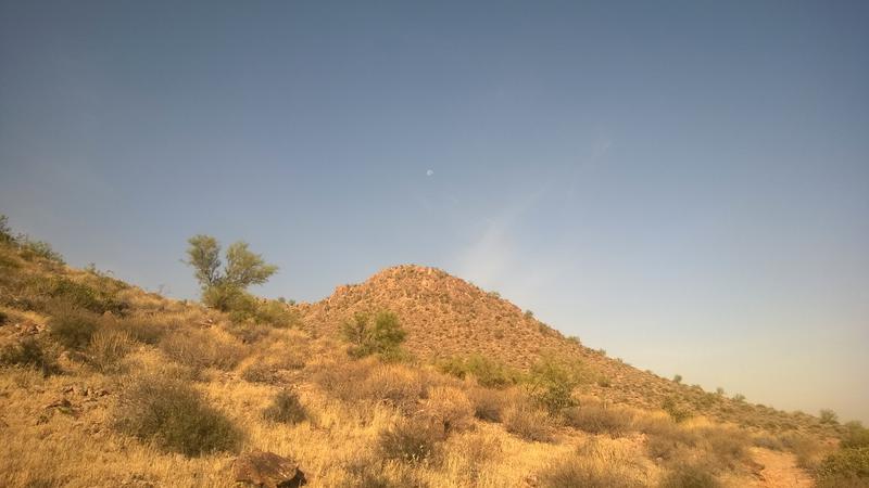 Moon hanging out over the peak