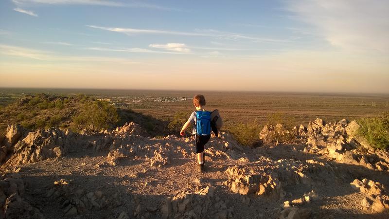 Noah walking around on top of the mountain