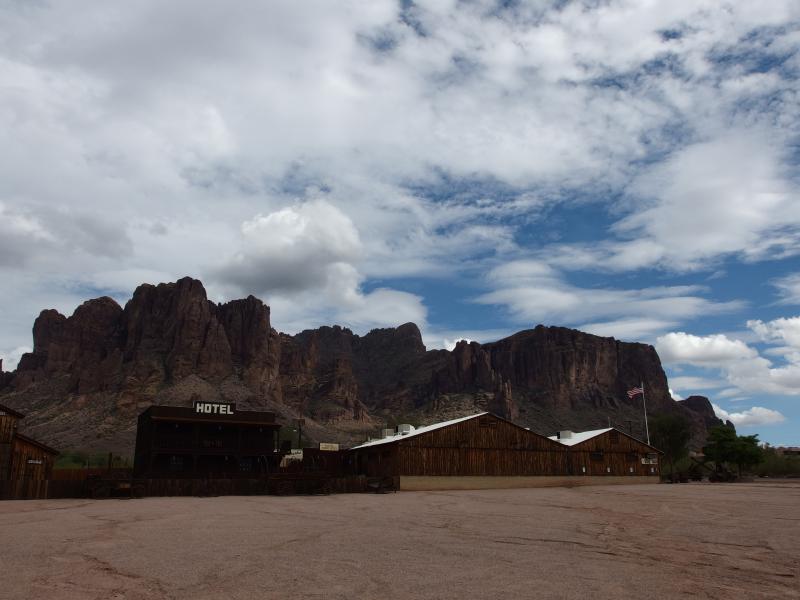 Superstition Mountains over the resturant