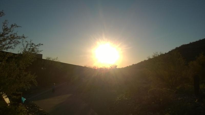 Blinding sun over the trail exit