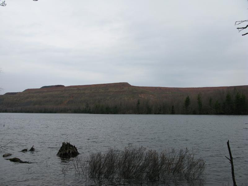 Long ridges of the mine across Lake Sally