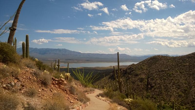 Long view down to the lake and Sierra Ancha beyond